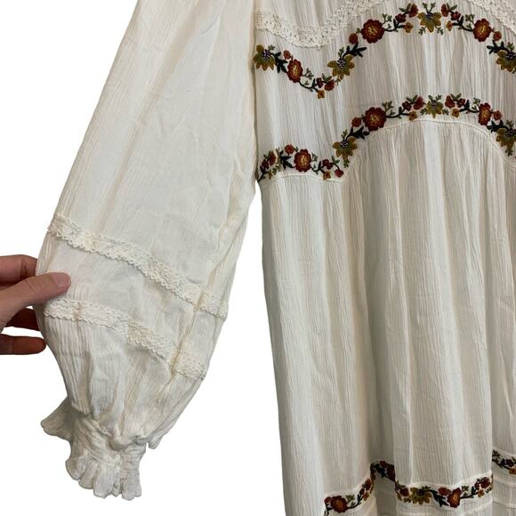 Free People Ivory Pasadena Embroidered Long Sleeve Mini Dress - Picture 5 of 11